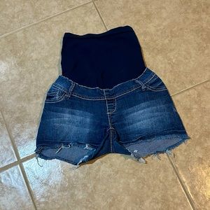 Maternity denim shorts. SMALL Wallflower EUC. Very short. Great tummy su…